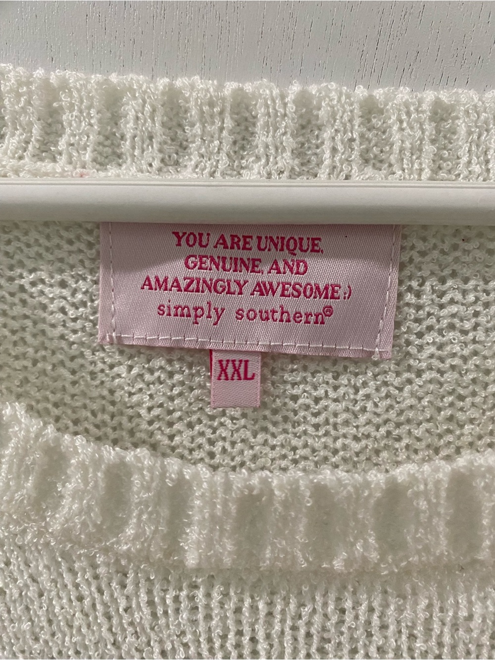 Simply Southern Striped Crewneck Sweater in White and Blue, size XXL - Picture 2 of 7